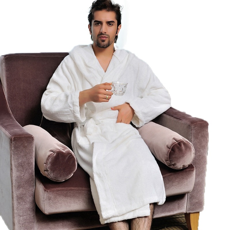 Big And Tall Towel Bathrobe For Men Hooded Cotton Terry Cloth Robe Long Terry Towel Bathrobe 2