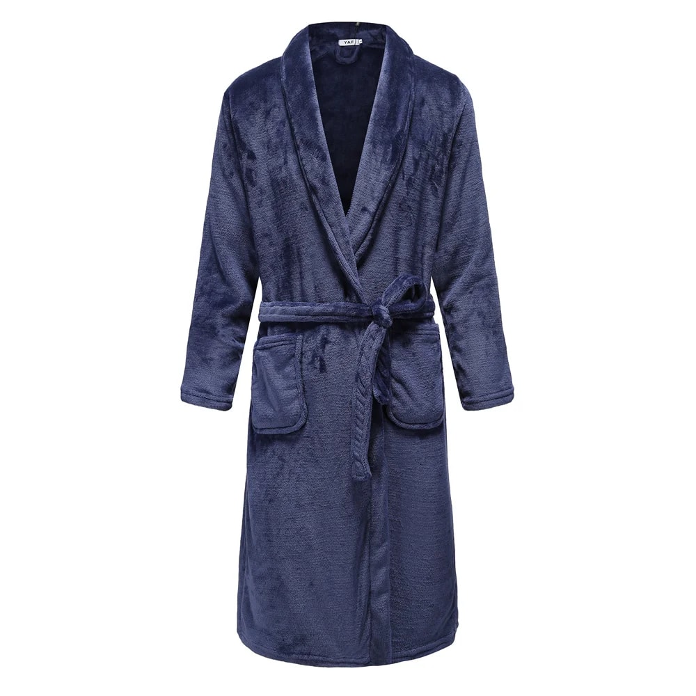 Plush Warm Flannel Kimono Winter Thick Couple Robe Coral Fleece Sleepwear Bathrobe Gown With Pocket 1