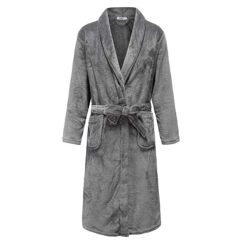 Plush Warm Flannel Kimono Winter Thick Couple Robe Coral Fleece Sleepwear Bathrobe Gown With Pocket 3