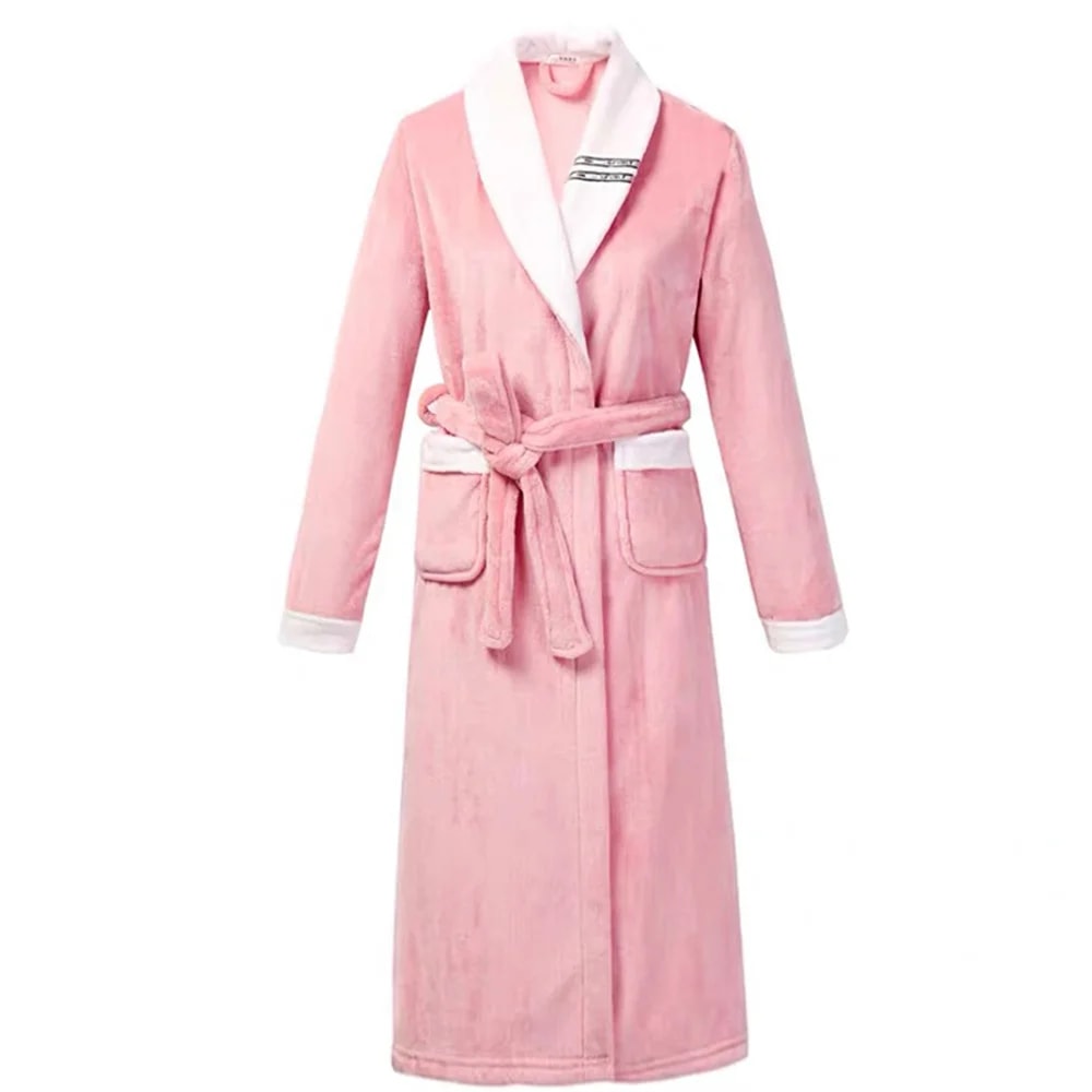 Plush Warm Flannel Kimono Winter Thick Couple Robe Coral Fleece Sleepwear Bathrobe Gown With Pocket 7