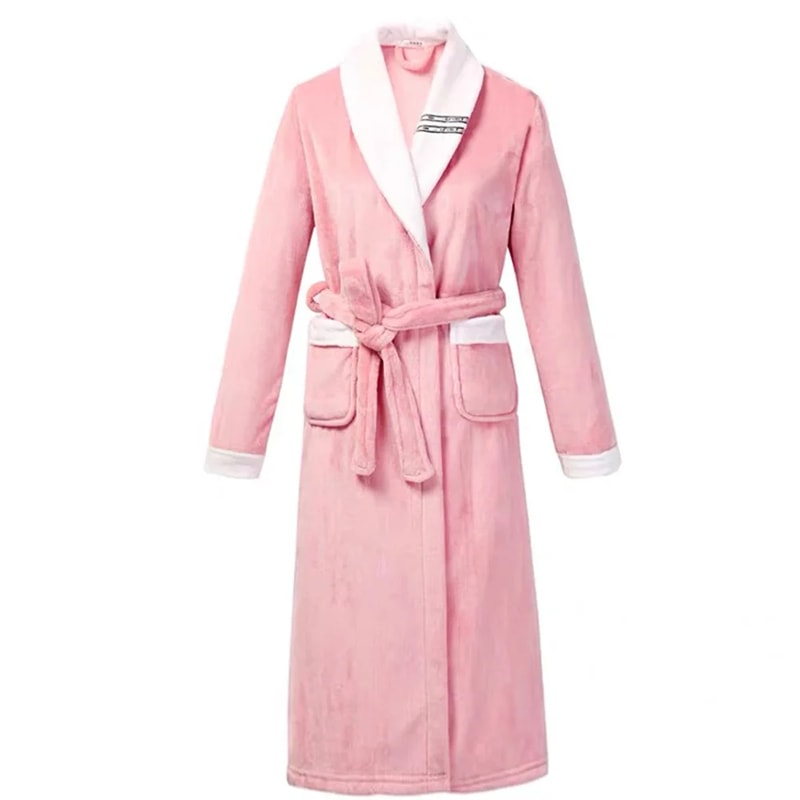 Plush Warm Flannel Kimono Winter Thick Couple Robe Coral Fleece Sleepwear Bathrobe Gown With Pocket 7