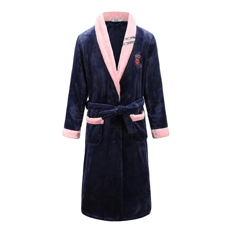 Plush Warm Flannel Kimono Winter Thick Couple Robe Coral Fleece Sleepwear Bathrobe Gown With Pocket 8