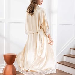 bridesmaid bride robes, new silk satin lace robes, wedding long robe, womens bathrobe