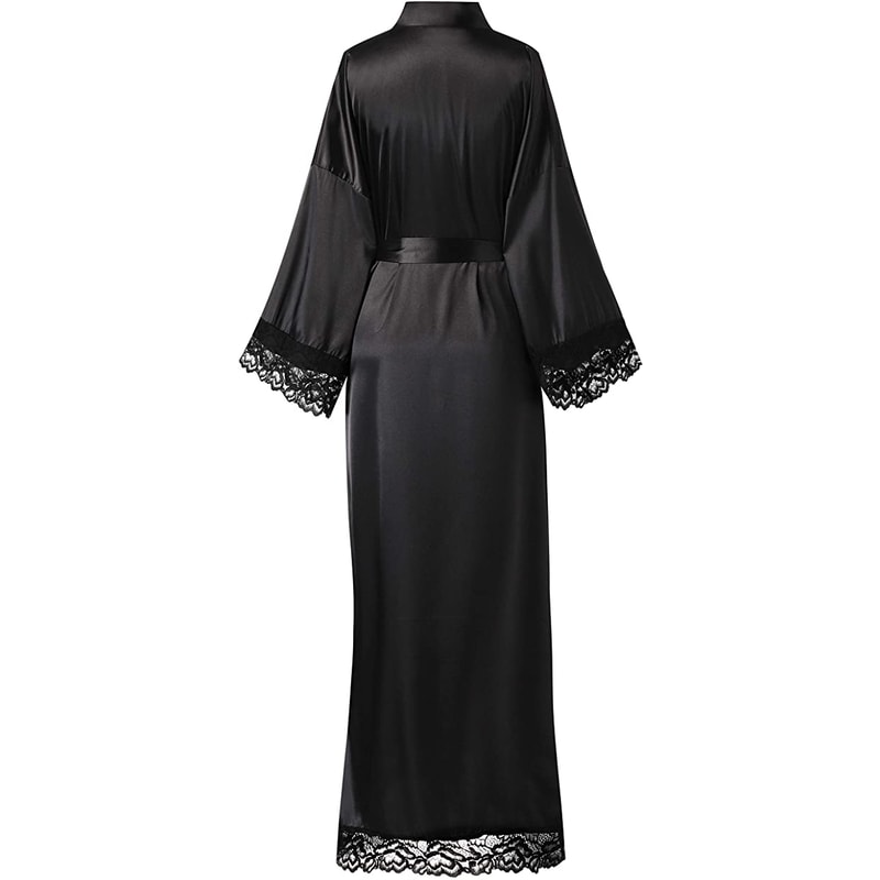 Bridesmaid Bride Robes New Silk Satin Lace Robes Wedding Long Robe Womens Bathrobe 7