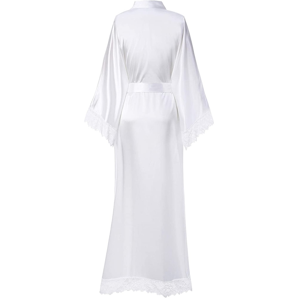 Bridesmaid Bride Robes New Silk Satin Lace Robes Wedding Long Robe Womens Bathrobe 8