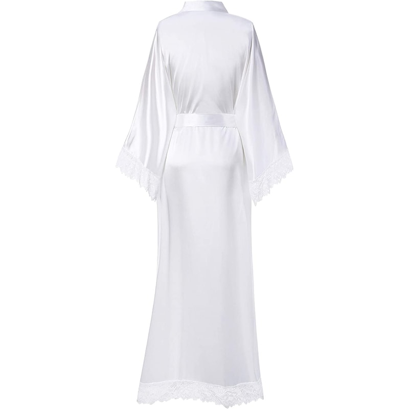 Bridesmaid Bride Robes New Silk Satin Lace Robes Wedding Long Robe Womens Bathrobe 8