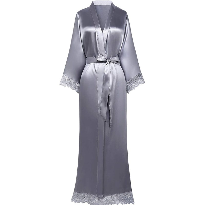 Bridesmaid Bride Robes New Silk Satin Lace Robes Wedding Long Robe Womens Bathrobe 3
