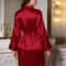 Womens Elegant Romantic Short Nightgown Solid Color Soft Silk Pajamas Belted Robe For Home Comfort 3