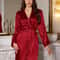 Womens Elegant Romantic Short Nightgown Solid Color Soft Silk Pajamas Belted Robe For Home Comfort 4