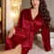 Womens Elegant Romantic Short Nightgown Solid Color Soft Silk Pajamas Belted Robe For Home Comfort 5