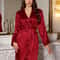 Womens Elegant Romantic Short Nightgown Solid Color Soft Silk Pajamas Belted Robe For Home Comfort 1