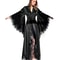 Pure Long Black Silk Satin Kimono Pajamas Women Robes Sleepwear With Lace Trim Wedding Bride Gown P 0