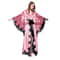 Pure Long Black Silk Satin Kimono Pajamas Women Robes Sleepwear With Lace Trim Wedding Bride Gown P 4