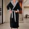 Pure Long Black Silk Satin Kimono Pajamas Women Robes Sleepwear With Lace Trim Wedding Bride Gown P 6