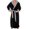 Pure Long Black Silk Satin Kimono Pajamas Women Robes Sleepwear With Lace Trim Wedding Bride Gown P 0