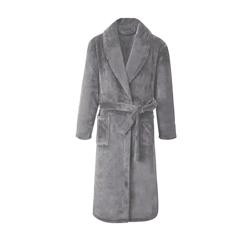 Men MediumLength Home Bathrobe Sleepwear Plush Flannel Winter Bathrobe With Belt Soft Bathrobe Lady 3