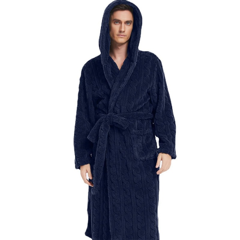 Mens Warm Robe Pajamas For Fall And Winter Couple Robe Shu Cotton Velvet Jacquard Hooded Thickened 4