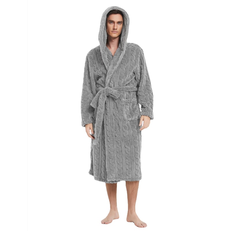 Mens Warm Robe Pajamas For Fall And Winter Couple Robe Shu Cotton Velvet Jacquard Hooded Thickened 3
