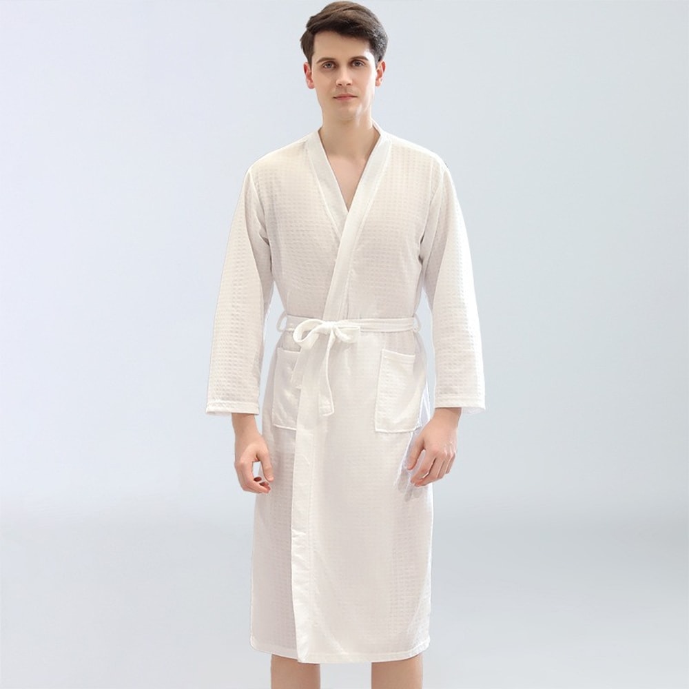QuickDrying Waffle Bathrobe Mens And Womens Sauna Sweatshirt WaterAbsorbent Robe For Spring And Sum 3
