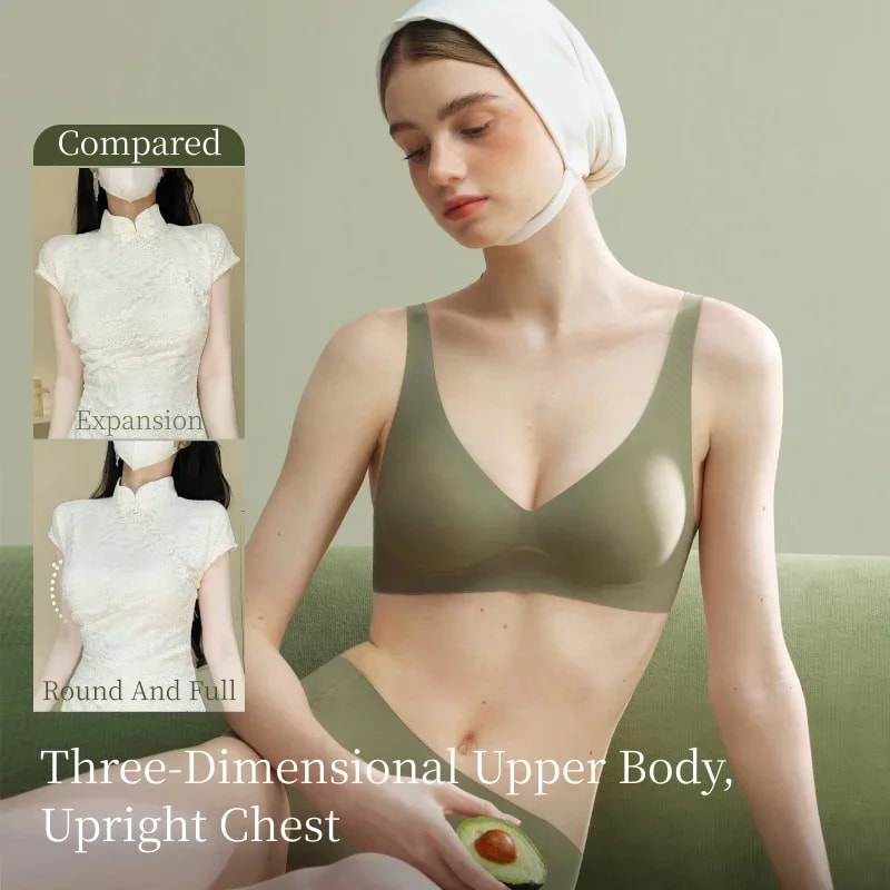 Wireless Deep V Plunge Push Up Seamless Bra For Women 3A Antibacterial AntiSagging Thin Bralettes 5