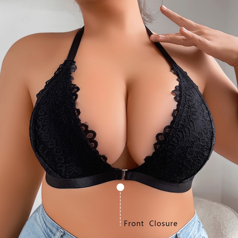 Comfortable Lace Wireless Plus Size Brassiere Charming Sexy Women Bras Front Closure Backless Femal 4