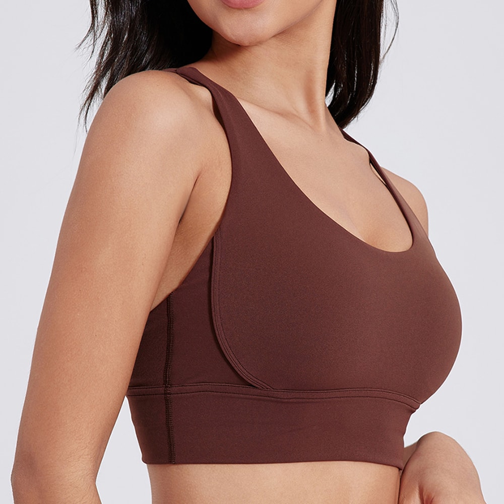 Fitness Sport Bra Top Solid Color Women Cross Back Bra Soft Gym Yoga Athletic Workout With Chest Pa 18
