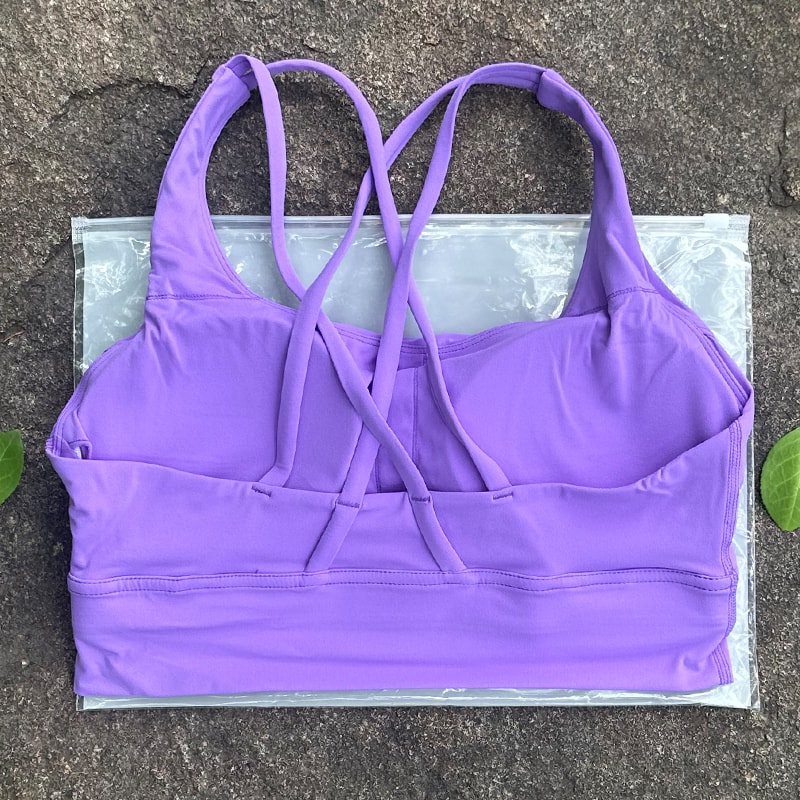 Fitness Sport Bra Top Solid Color Women Cross Back Bra Soft Gym Yoga Athletic Workout With Chest Pa 6