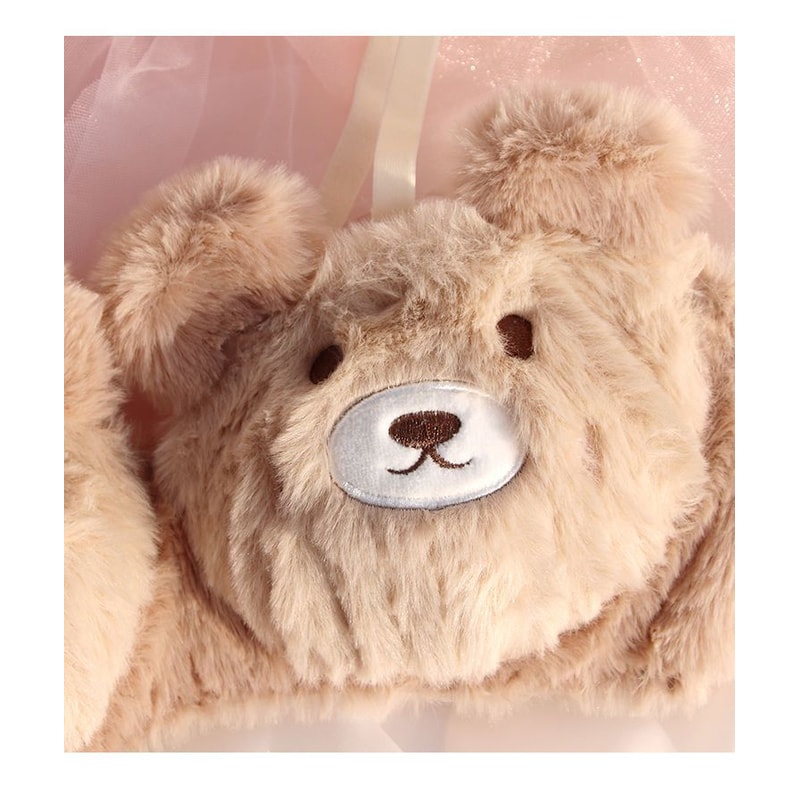 Cute Japanesestyle Plush Winter Bra With A Rabbit And A Bear Soft No Underwire Design For Relaxed F 1