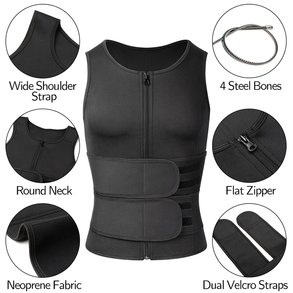 Sauna Suit Sweat Vest For Men Body Shaper Waist Trainer Weight Loss Shirt Slimming Underwear Fat Bu
