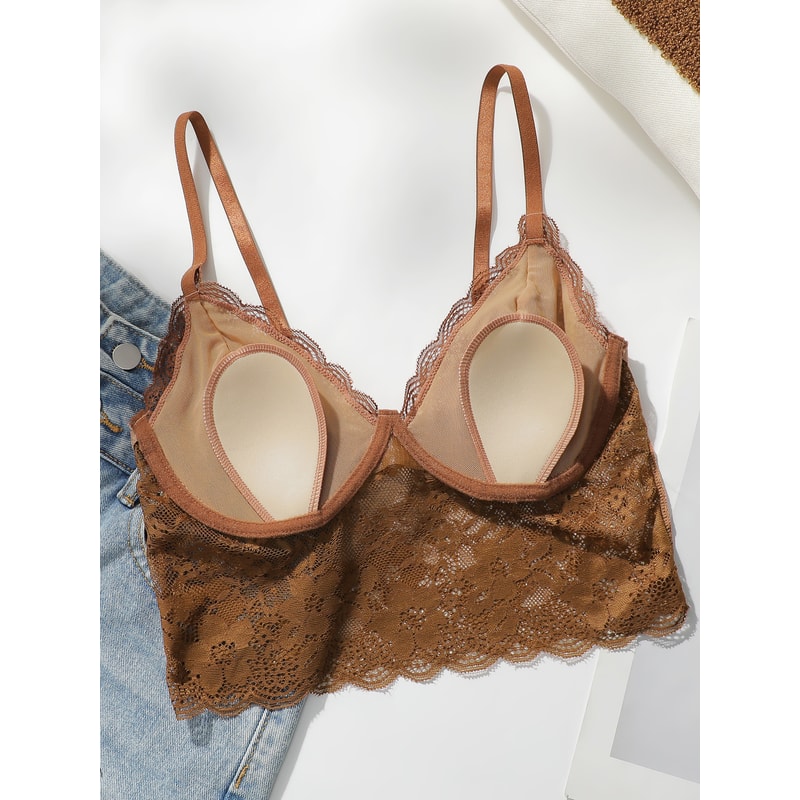 Sexy Embroidered Lace Bra for Women, Adjustable Shoulder Straps, Convolute Push Up