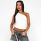 Sexy Solid Color One Shoulder Backless Shrink Tank Top Slim Candy Color Sleeveless TShirt Tight Cas
