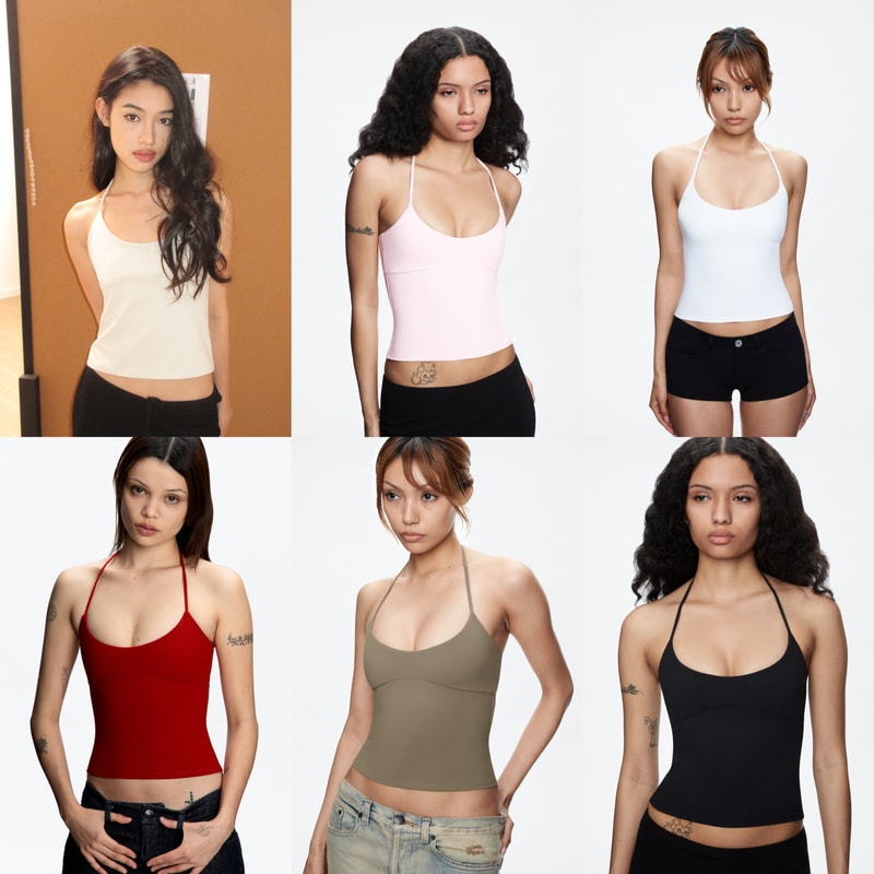 Womens Tank OpenBack Camisole Top With Metal Accents SelfTie Straps Sexy LowNeck Halter Design 8