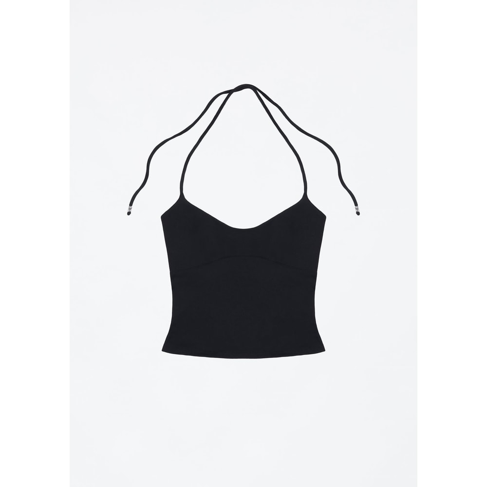 Womens Tank OpenBack Camisole Top With Metal Accents SelfTie Straps Sexy LowNeck Halter Design 1