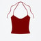 Womens Tank OpenBack Camisole Top With Metal Accents SelfTie Straps Sexy LowNeck Halter Design 5