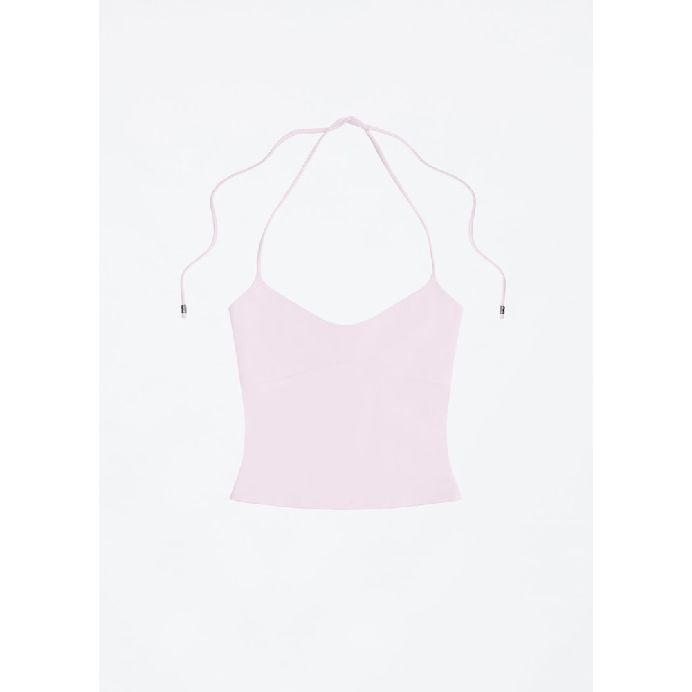 Womens Tank OpenBack Camisole Top With Metal Accents SelfTie Straps Sexy LowNeck Halter Design 6