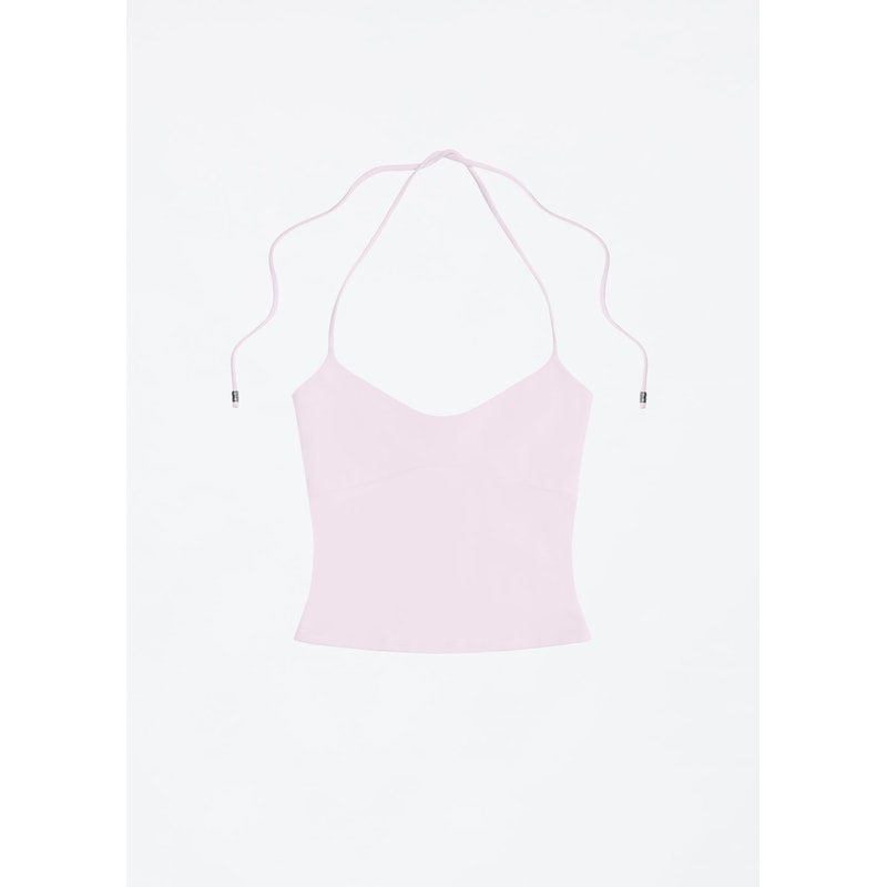 Womens Tank OpenBack Camisole Top With Metal Accents SelfTie Straps Sexy LowNeck Halter Design 6