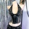 Gothic Bustier Y2K Punk Studded Crop Top Vegan Leather Goth Clothes Skull Grunge Emo Tank 8