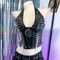 Gothic Bustier Y2K Punk Studded Crop Top Vegan Leather Goth Clothes Skull Grunge Emo Tank 7