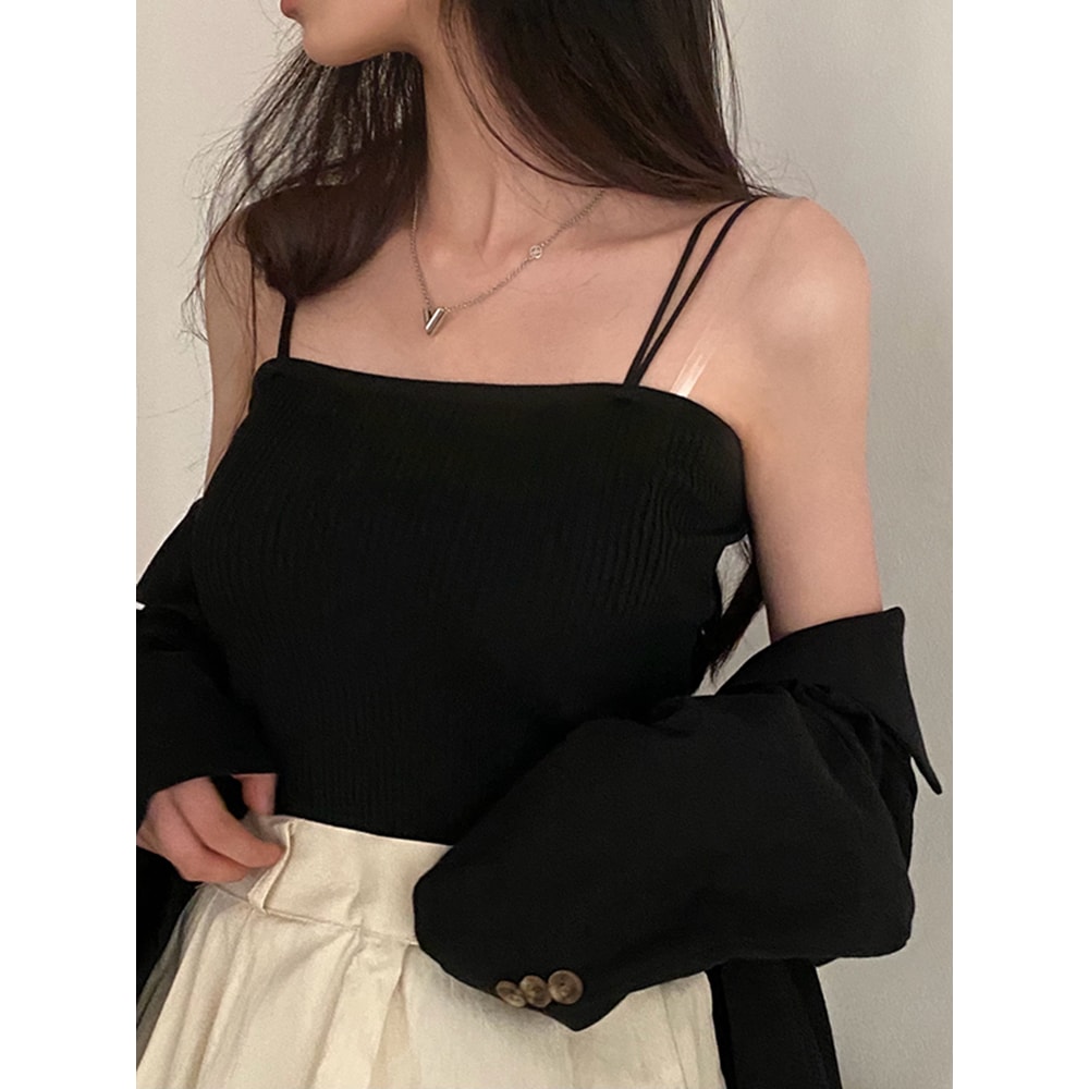 Summer Sleeveless Camis Casual Women Halter Crop Tops Backless Strap Tank Top 1