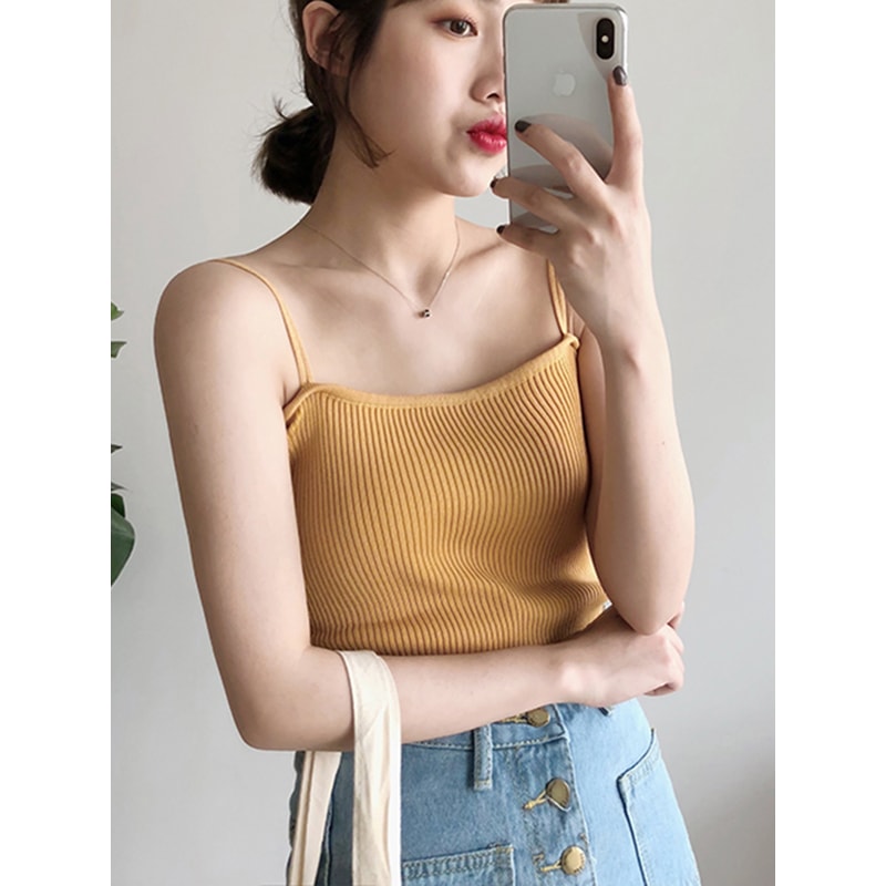 Summer Sleeveless Camis Casual Women Halter Crop Tops Backless Strap Tank Top 2