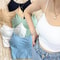 Ice Silk Summer Bra Crop Tops Sexy Sports Spaghetti Strap Vest Built In Bra Off Shoulder Sleeveless 0