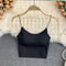 Ice Silk Summer Bra Crop Tops Sexy Sports Spaghetti Strap Vest Built In Bra Off Shoulder Sleeveless 2