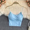 Ice Silk Summer Bra Crop Tops Sexy Sports Spaghetti Strap Vest Built In Bra Off Shoulder Sleeveless 3