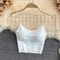 Ice Silk Summer Bra Crop Tops Sexy Sports Spaghetti Strap Vest Built In Bra Off Shoulder Sleeveless 1