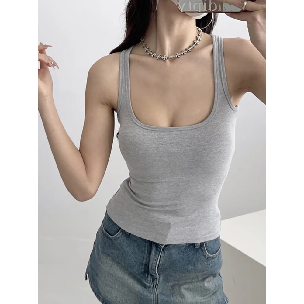 Sculpted Square Neck Tank Top For Women Fashionable Tank Top Women Square Neck Top 6