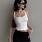 Sculpted Square Neck Tank Top For Women Fashionable Tank Top Women Square Neck Top 0