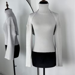 trendix knitwear top for women, high neck tank and long sleeve shawl, sexy backless 2 piece suits, fashion knit tank set