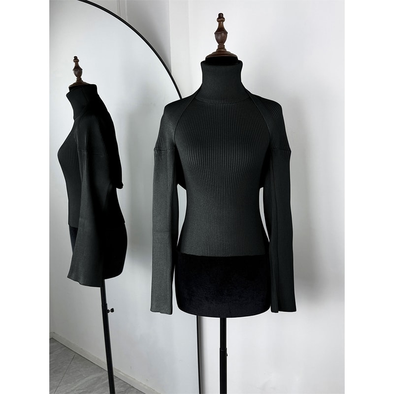 Trendix Knitwear Top For Women High Neck Tank And Long Sleeve Shawl Sexy Backless 2 Piece Suits Fas 2