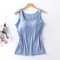 Sexy Womens Vest Tops With Built In Bra Solid Color Padded Slim Fit Tank Tops Casual Neck Vest Shir 9