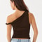 Casual Summer Tank Top For Women Sleeveless Off Shoulder Solid Color Side Ruched Crop Tops Trendy S 3